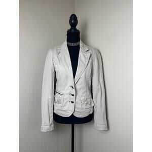 Y2K Aeropostale Beige Blazer Brass Button Embroidered Waist Jacket Size S